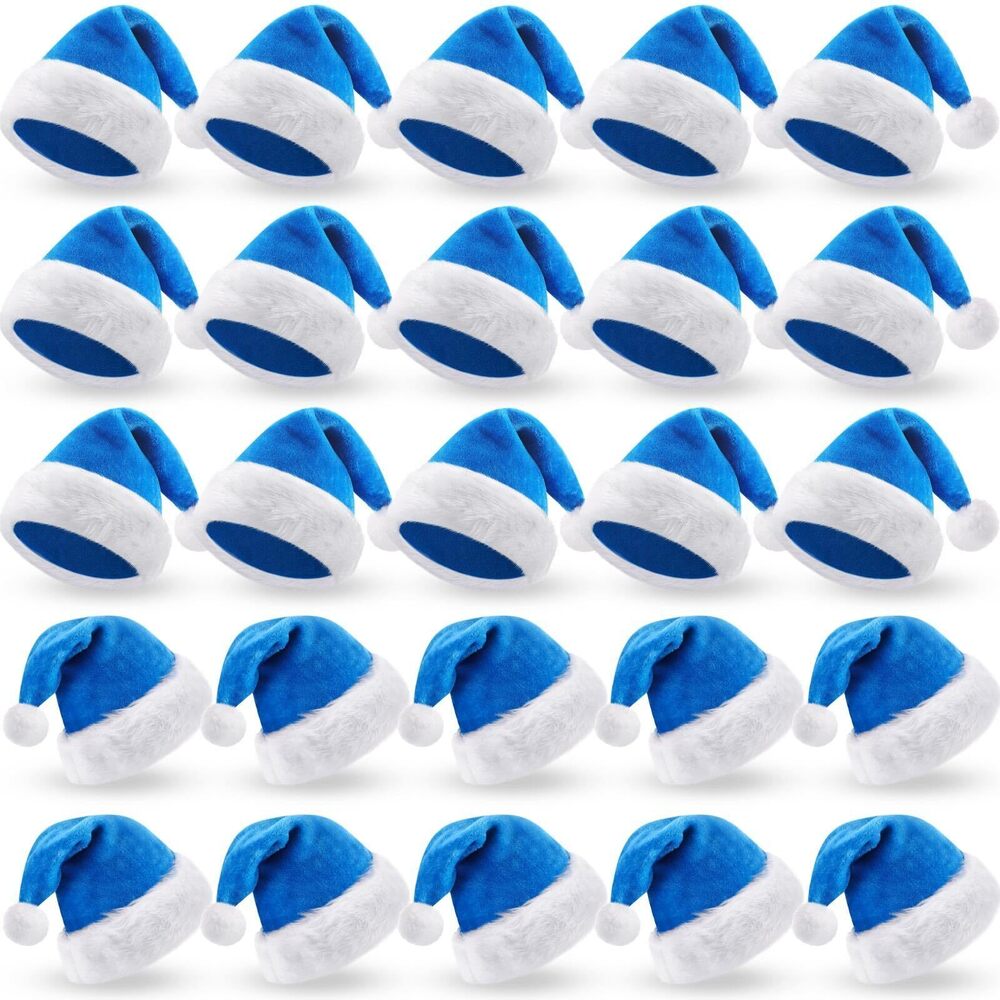 8039 20 Pcs Santa Hats Bulk Plush Christmas Hats for Adults Holiday Party